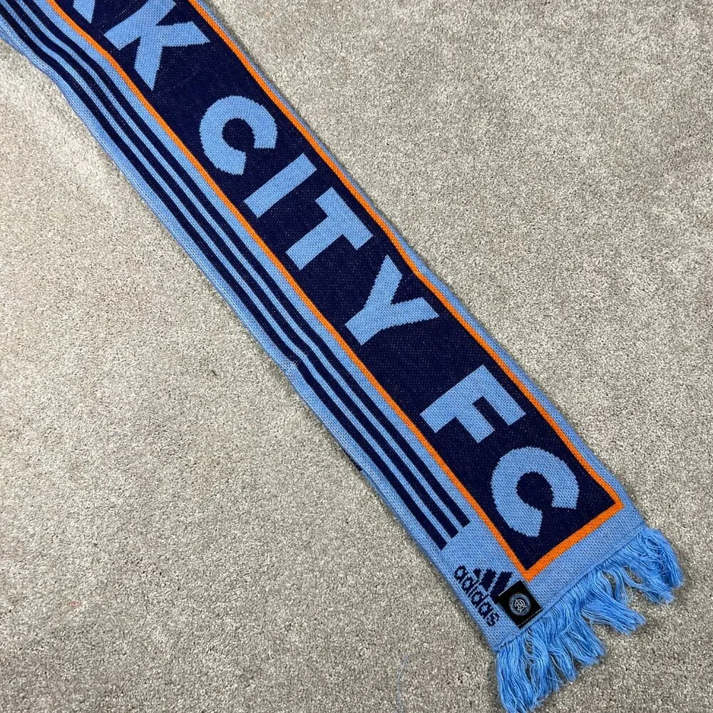 Adidas Unisex OSFA Blue Winter Fringe New York‎ City FC Soccer MLS Scarf NWT